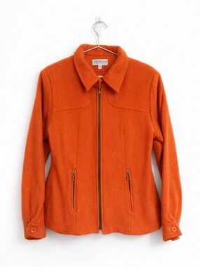 Vintage Burnt Orange Wool Jacket Jordan & Cole Made in USA Tailored Zip Up M